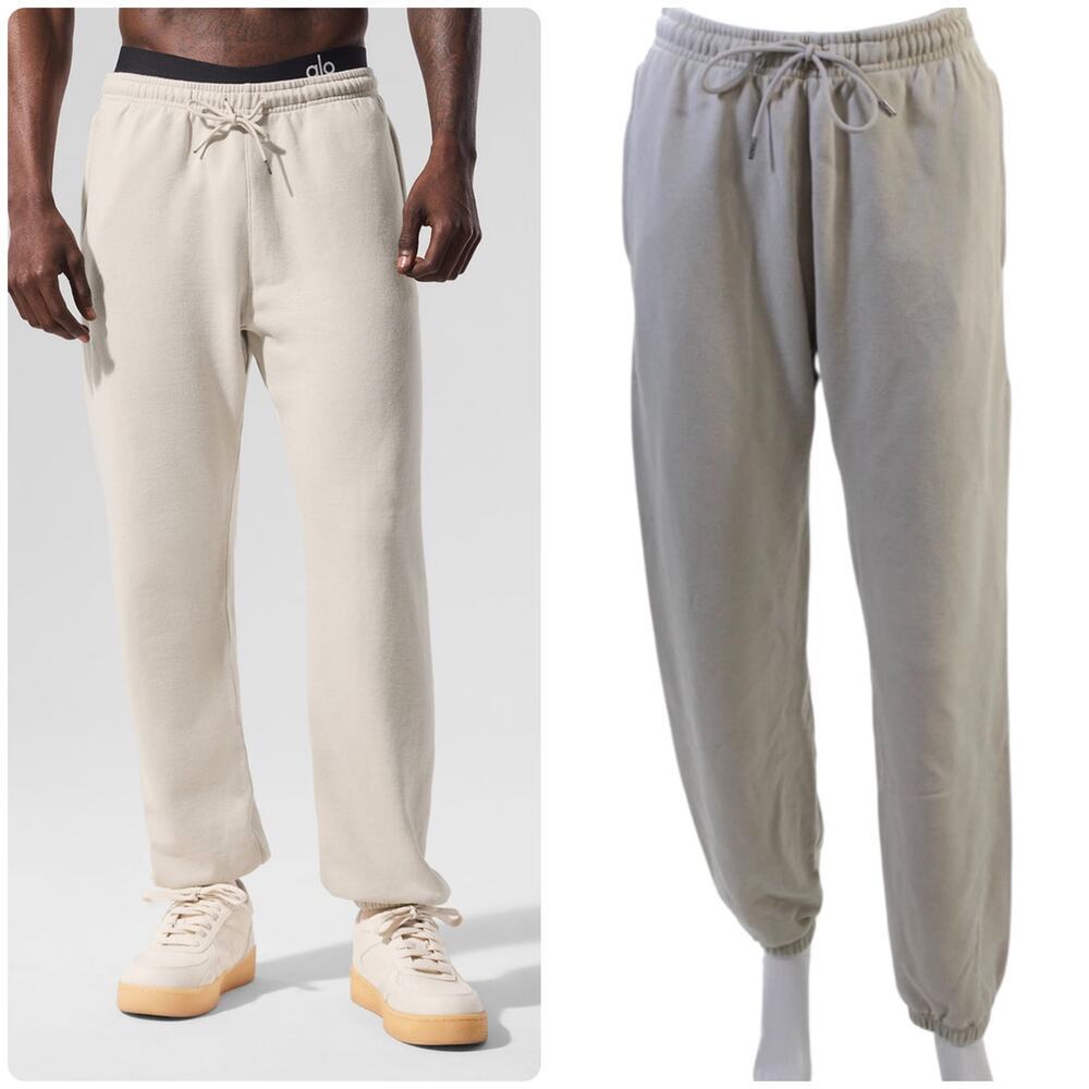 Alo Yoga Chill Sweatpants‎ White French Terry Soft Cuffed Lounge Joggers Minimal